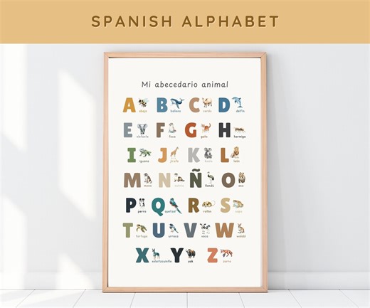 Spanish Alphabet Animal Poster: ABC Educational Print, Preschool Classroom Decor, Homeschool Wall Art (digital Download) - Etsy