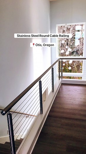 Round Stainless Steel posts give any space a contemporary look.⁠ ⁠ Our cable railing systems are versatile, they can withstand the harsh elements of the outdoors or installed indoors to elevate any space in your home.🏡⁠ •⁠ •⁠ •⁠ #gostainless #CableRailing #durability #railing #house #interiorliving #modernarchitechure #interior_lovers #exteriordesign #interiorhome #staircase #homerenovation