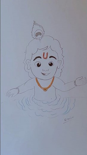 little krishna drawing very easy and cute 🥰
