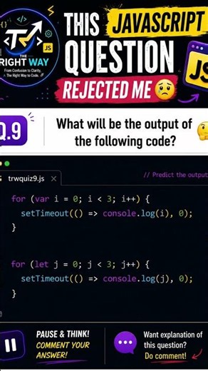 JavaScript Interview Question #9 🤯 | var vs let + setTimeout #codinginterview