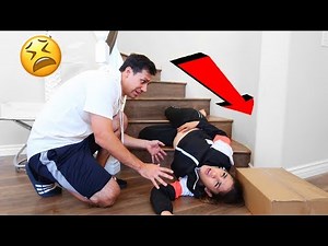 FALLING DOWN THE STAIRS WHILE PREGNANT PRANK! *HE FREAKS OUT* | Jancy Family