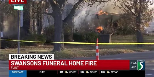 Fire tears through former Swanson Funeral Home
