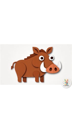 Wild Boar transforms from paper cut →realistic→ black & white outline #papercut #coloring #wildboar