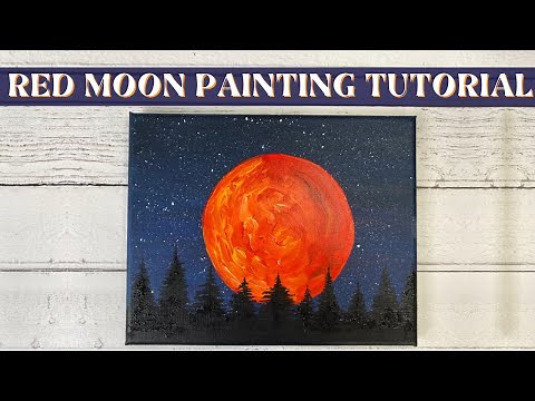 Red Moon Painting Tutorial | Sip and Paint with Brush & Bubbles