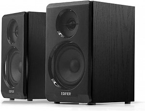 EDIFIER Studio R33BT - Kompaktes 2.0 Regallautsprechersytem im Echtholzgehäuse (MDF) mit Bluetooth 5.0, AUX Anschluss und Bedienelementen am aktiven Lautsprecher, schwarz