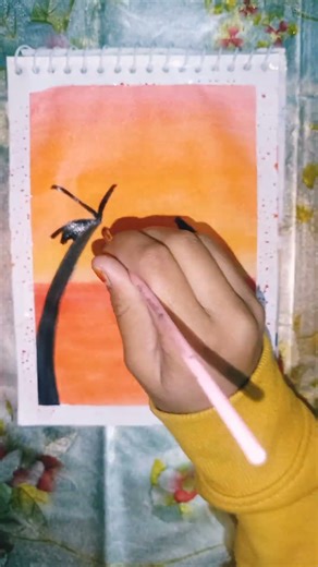 Sunset. painting. with. Watercolor 🖌️🎨😍