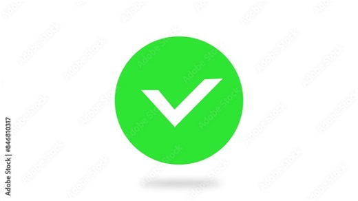 Modern green check mark icon animation on a white background in 4k video