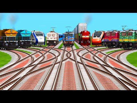 9🪁Indian Railways High Speed Train Crossings at Bumpy Forket Railroad Tracks | train simulator game