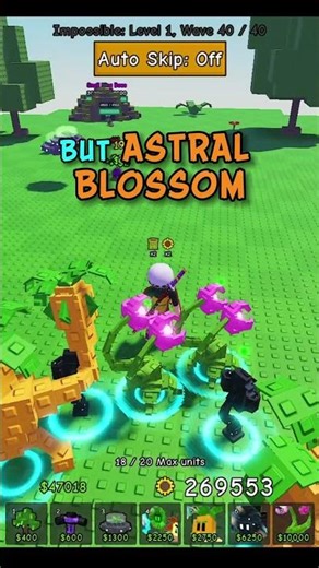 Astral Blossom DESTROYS Impossible Survival Mode! 🌌🔥 Garden Tower Defense #robloxshorts