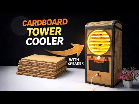 Cardboard Tower Cooler 😱 | DIY | WORKING Cooler with Fan, Light & Speaker 🔥