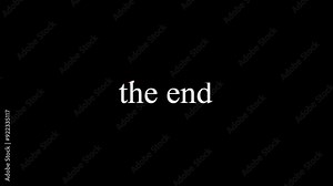 The End Video Clip, Animated Text with Glitch Effect of 'THE END'. Perfect for Video Outro. 4K Resolution. Black Background.