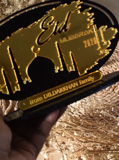 Personalised Eid Mubarak Acrylic Frame. Add any names of your choice. Made in black & gold mirror acrylic ❤️ #mauritius🇲🇺#mru#eidmubarak#viralvideo#eidgif