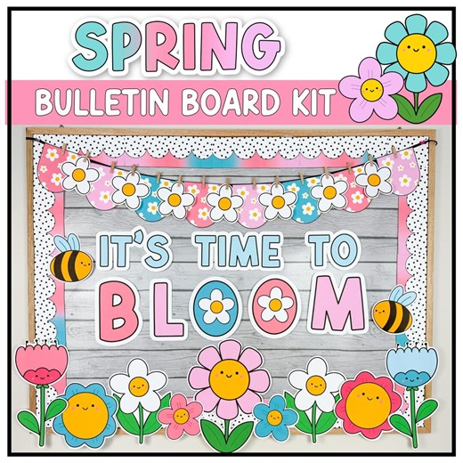 Spring Day Bulletin Board, Printable March April Classroom Decor, Cute Flowers - Etsy