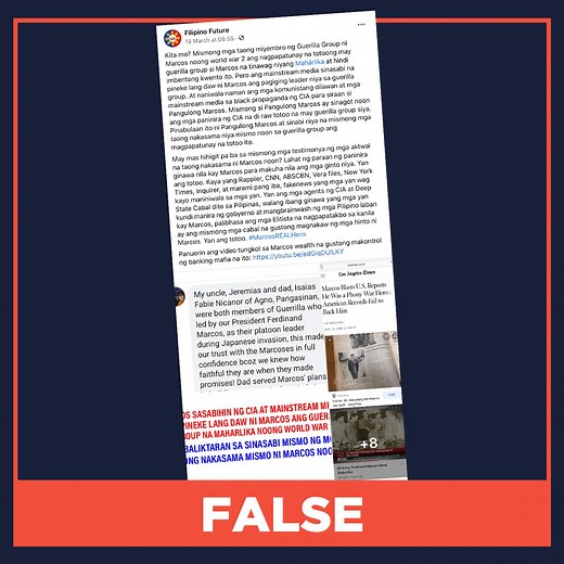 FALSE: Marcos was a guerrilla leader during World War II