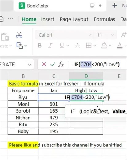 If formula in Excel for fresher 2026 | Excel | If