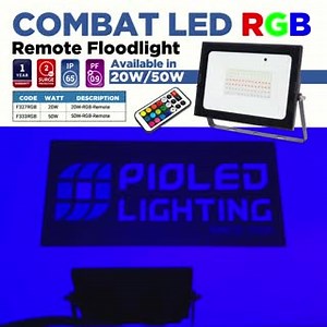 82 reactions · 3 comments | Add some colour to your night.✨ The latest addition to our Combat Floodlight Family is now in RGB! Available in 20W and 50W, it has 2 and 3kV surge protection. This remote control floodlight is perfect for creating various moods for your outdoor pleasure. . . . #pioLED #pioLEDlighting #newproduct #RGB #newcombatfloodlight #lightup #outdoorlighting #LED | Pioled Lighting | Facebook