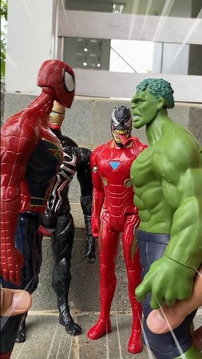 Spider-Man and Hulk laugh at Venom and Iron Man #marveltoys #spiderman