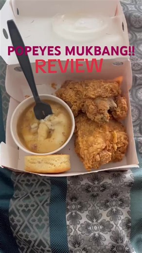 Popeyes Fried Chicken, Mashed Potatoes & Biscuit. #chicken #crunchy #popeyes #eating #fyp