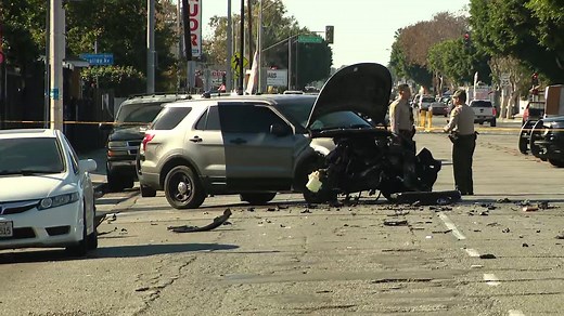 Unmarked LASD patrol car crashes into civilian's car in Compton; 4 hospitalized