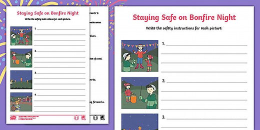 Sparks in the Sky Staying Safe on Bonfire Night Differentiated Worksheet