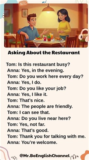 Asking About the Restaurant #learnenglish #englishconversation #a1english #englishforbeginners