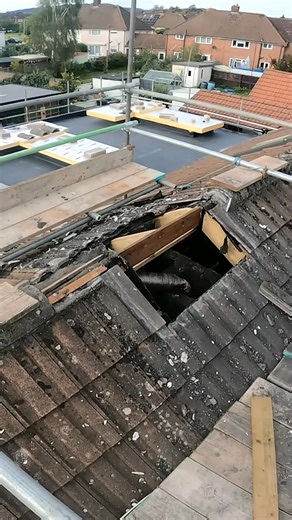 Installing new rafters in place of chimney #selfbuild #rafters #roof #chimneyremoval #chimney | Samuel King