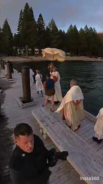2024 Eucharistic Pilgrimage Arrival Across Lake Tahoe from Diocese of Sacramento to Diocese of Reno