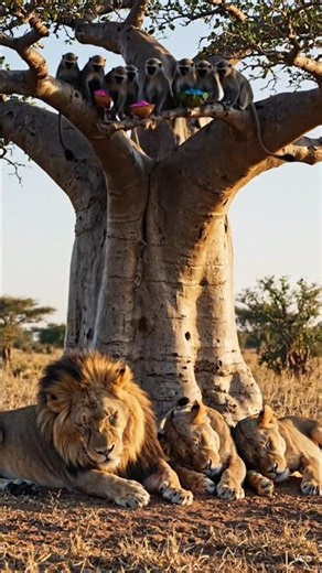 Monkeys Played Holi With a Lion… What Happened Next Is Crazy! 🐒🦁