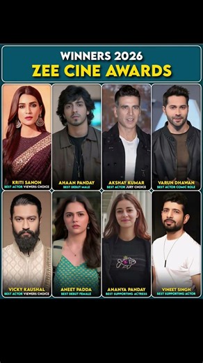 Bollywood Winners 2026 🏆 | Zee Cine Awards Full List