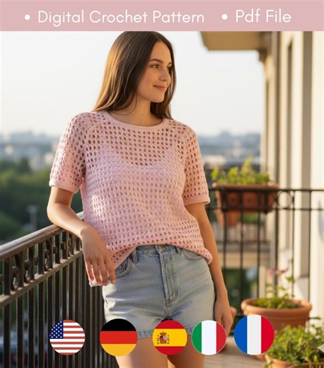 Mesh Crochet Top Pattern PDF Summer Crochet Top Beginner Crochet Clothing Multi Language Instant Download - Etsy