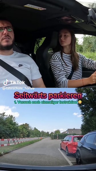 Seitwärts parkieren // 1. Versuch nach einmaliger Instruktion 😬 … mit @fio #fahrschule #7drive #fahrlehrer #parkieren #parken