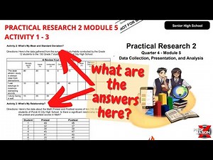 Practical Research 2 Module 5 Activity 1 - 3 Answer Key Mean Standard Deviation Pearson R