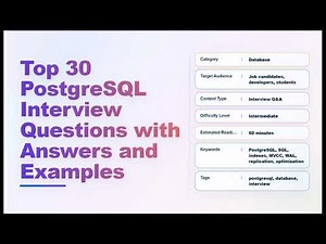 Top 30 PostgreSQL Interview Questions & Answers (with Examples) — Echo With Coffee