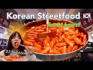 eating *ONLY* Korean Streetfood for 24 hours...(gone wrong, I cried) Mukbang Vlog 광장시장먹방
