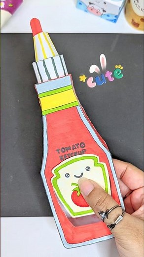 DIY Paper Tomato Ketchup Bottle #shorts #aklimacraftsandjournals #paperart #handmade #love #craft