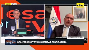 #MesaConEVP 📌 OEA: Paraguay evalúa retirar candidatura. "Es una posibilidad, la estamos estudiando. Hoy se ha realizado una asamblea extraordinaria para aprobar el presupuesto de la OEA y nos encontramos que se han realizado varios recortes por una situación de limitación presupuestaria que se debe a la falta de pago de algunos estados miembros", Víctor Verdún, viceministro de Relaciones Exteriores. 🔗 http://abc.com.py/tv 🔴 Streaming: https://youtube.com/watch?v=t9O4k6-VlEc | ABC TV Paraguay