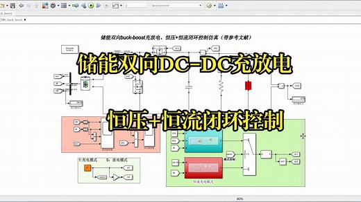 储能双向buck-boost充放电、恒压 恒流闭环控制仿真（带参考文献）