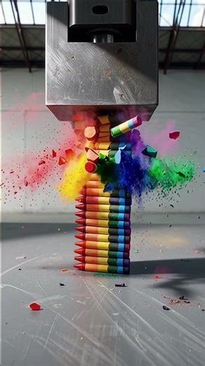 Crayon Explosion Under Hydraulic Press 🎨💥#hydraulicpress #crayons #satisfyingvideo