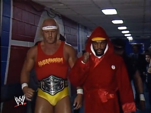 Hulk Hogan and Mr. T's entrance at the very first Wrestlemania (featuring Eye of the Tiger)