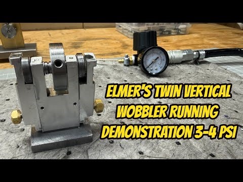 Elmer's Twin Vertical Wobbler Running Demonstration - 3-4 PSI Scratch Built Model Steam Air Engine