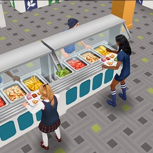 55K views · 980 reactions | Are you strategizing with your influencing choices with chocolate and bribes? Create your own School Campus lunchroom space for students to collect their food and drink between classes! Prizes include a bain marie, lunch trays, picnic tables and more! ️ | The Sims FreePlay | Facebook