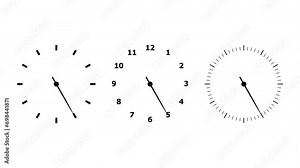 Running clocks timer motion graphics with plain white background