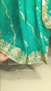 Beautiful Parrot Green Net Saree with Golden Zari & Full Achal Stone Work | Stunning Party Look ✨