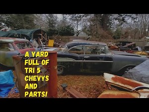 Tri Five grave yard! Walk with me threw a yard full of 1955 1956 1957 Chevrolet cars and parts!