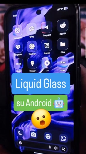 Stockdroid on Instagram: "Ecco come avere il Liquid Glass anche su Android 😮 Chi aveva detto che questa UI sarebbe stata una caratteristica unica al mondo solo di Apple e che nessuno è alla loro altezza? Uno sviluppatore indipendente (un pazzo) è riuscito a fare un'app che mette il Liquid Glass anche su Android e lo rende molto più completo e personalizzabile con animazioni anche più belle di quello di Apple! Voi che ne pensate però di chi l'ha tanto criticato e adesso si installerà quest'appli