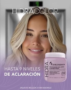 Nuevo Decolorante HidraColor 9 Leves Bleach. *Polvo decolorante con pigmentos violetas que aclara hasta 9 niveles. *Con tecnología que cuida y protege el cabello durante el proceso químico. *Su base es violeta por lo que logra la neutralización de tonos cálidos. *Además, es ideal para bases limpias y alcanzar el tono deseado. Precio público ¢22.650 ivai. ¡HidraColor le ofrece el decolorante que cuida el cabello mientras se logra la aclaración deseada! #HidraColor #SUPERSALON #ProfesionalesEnBell