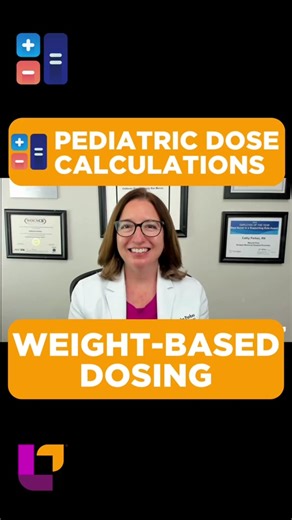 Weight Based Dosing: Pediatric Dosage Calculation for Nursing Students Cathy works through a pediatric dosage calculation problem that involves weight-based dosing. Within the pediatric population, this is the common method for determining the appropriate dose for a child. Cathy first does a review of how to convert a child’s weight from pounds & ounces to kilograms. Then solves a weight-based dosing problem on her whiteboard using multiple methods, including dimensional analysis, ratio & propor