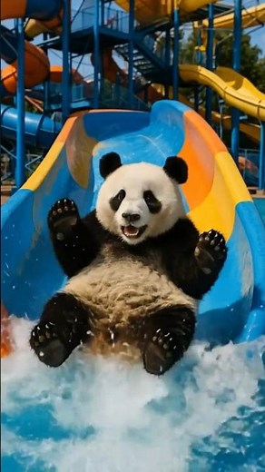 Panda Water Slide Fun: Splashing Adventure at the Aquapark!