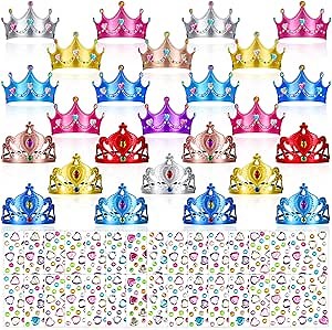 Yaomiao 66 Pieces Foam Princess Tiaras DIY Crowns Kids Party Favors Craft Crystal Diamond Sticker Girls Making Your Own Tiara (Multicolor)