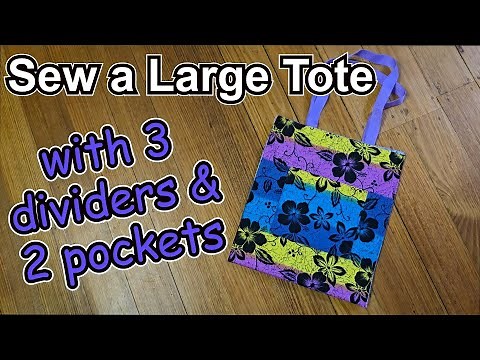 How to sew a large bag with 3 giant internal pockets & two outer pockets Easy beginner tote tutorial
